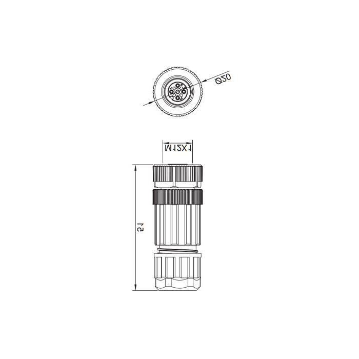 M12 4Pin，直型内螺纹，螺钉连接，64F021